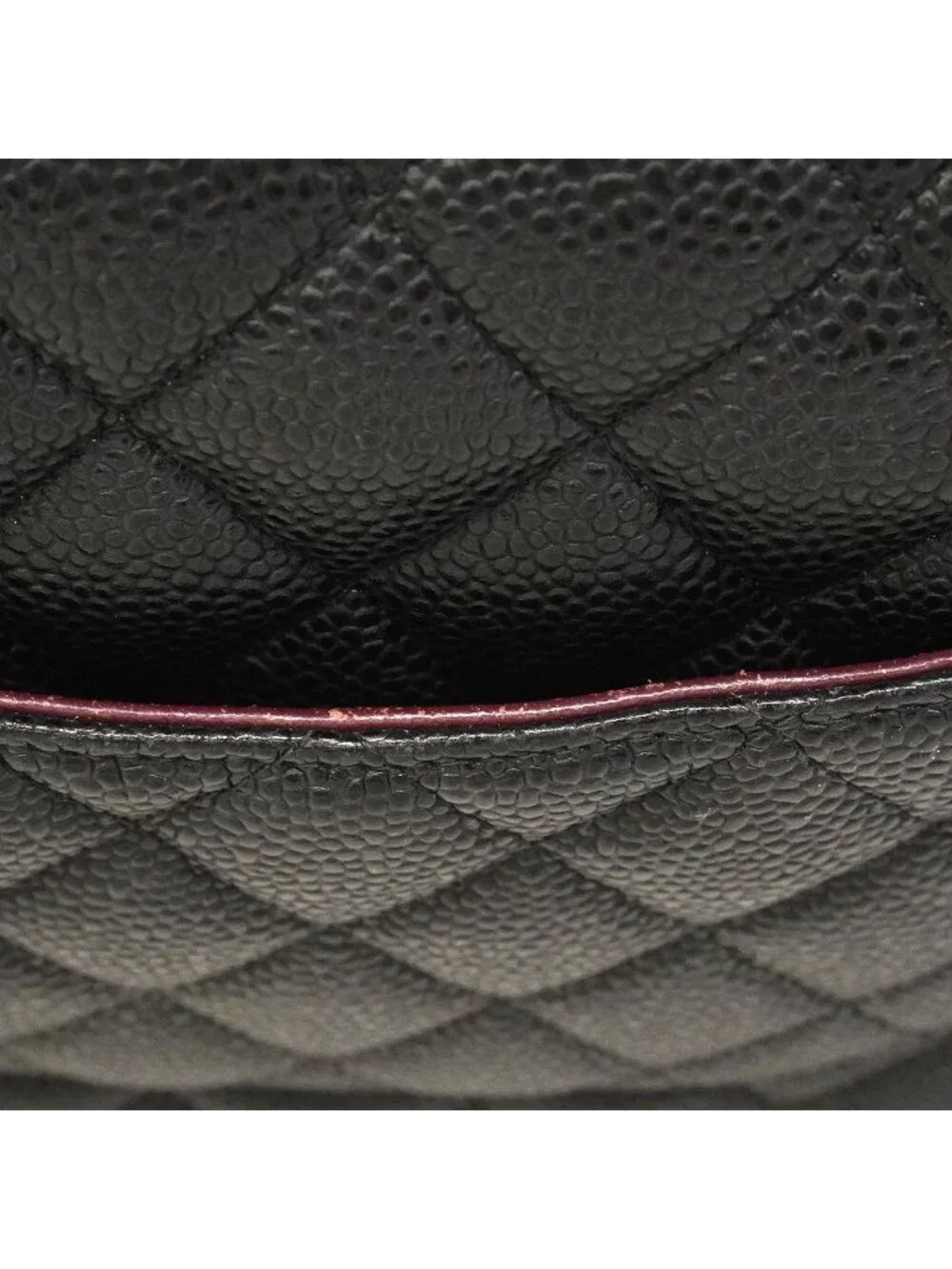Chanel Shoulder Bag Quilted Caviar Leather Black Silver